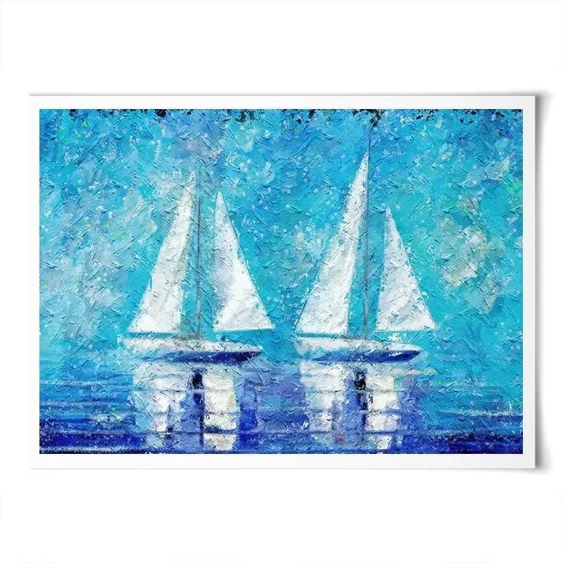 Two Boats In Blue Art Print Two Boats In Blue Art Print wall art product ChiliMili / Shutterstock