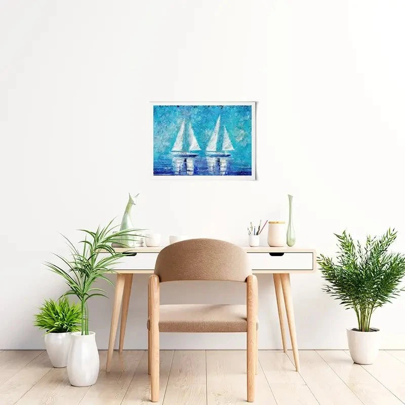 Two Boats In Blue Art Print Two Boats In Blue Art Print wall art product ChiliMili / Shutterstock