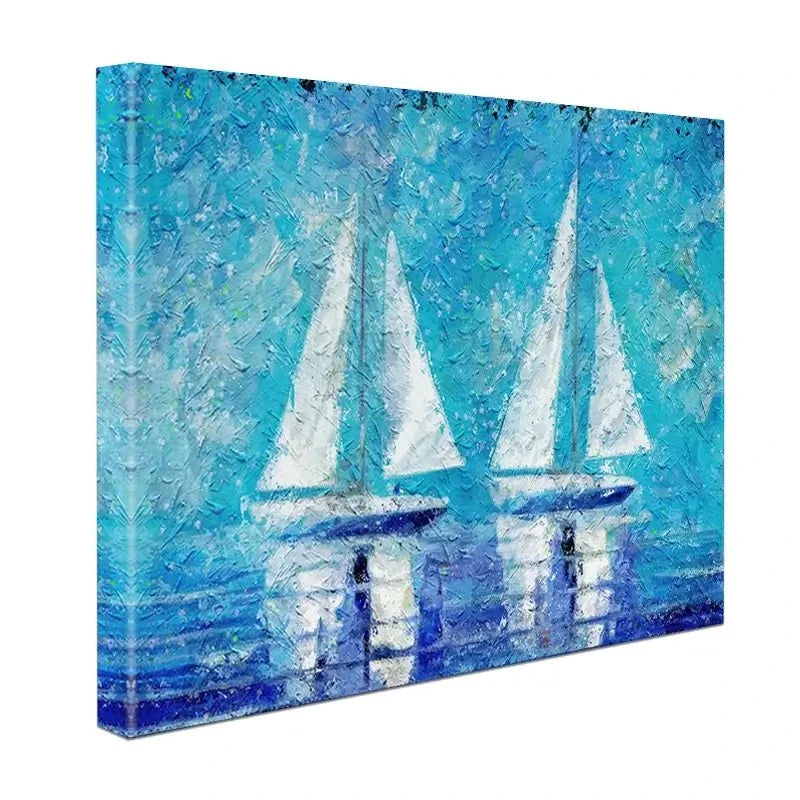 Two Boats In Blue Canvas Print Two Boats In Blue Canvas Print wall art product ChiliMili / Shutterstock