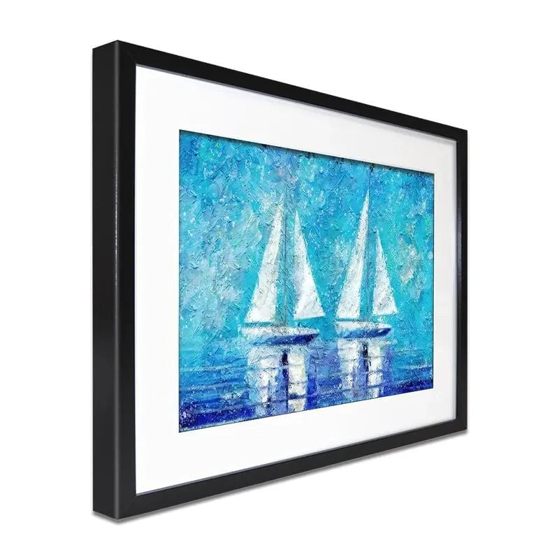 Two Boats In Blue Framed Art Print Two Boats In Blue Framed Art Print wall art product ChiliMili / Shutterstock