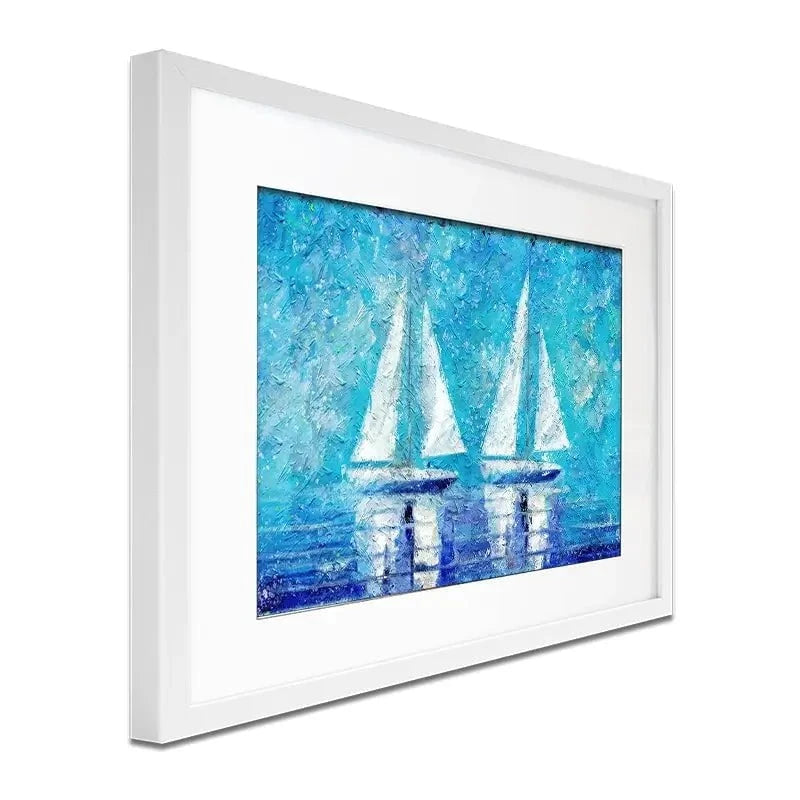 Two Boats In Blue Framed Art Print Two Boats In Blue Framed Art Print wall art product ChiliMili / Shutterstock