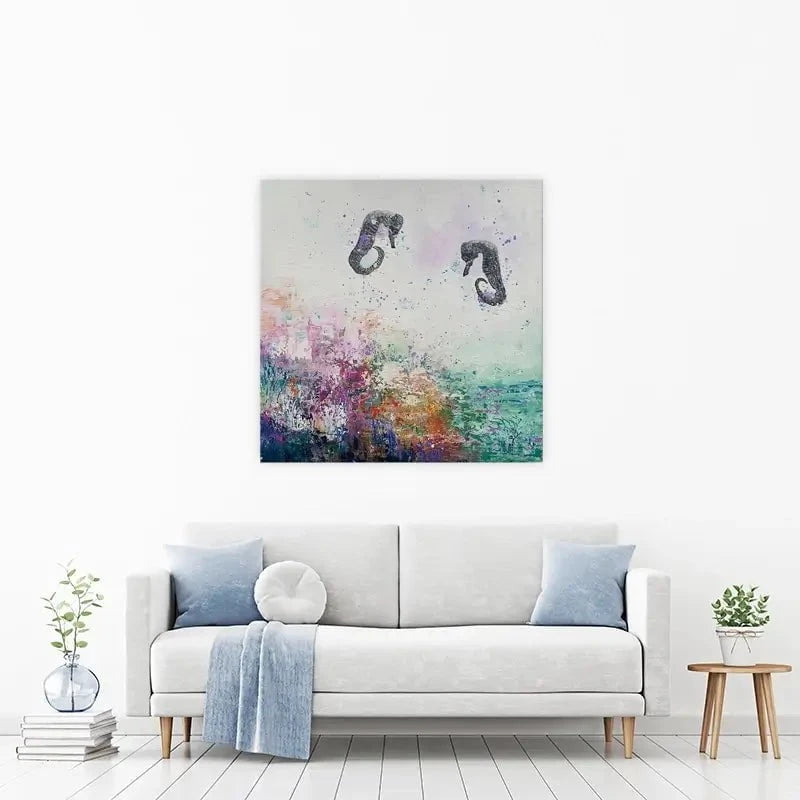 Two Seahorses Canvas Print Two Seahorses Canvas Print wall art product Laure Bury