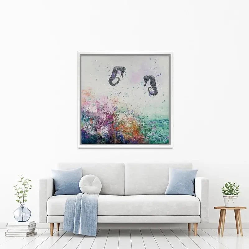 Two Seahorses Canvas Print Two Seahorses Canvas Print wall art product Laure Bury