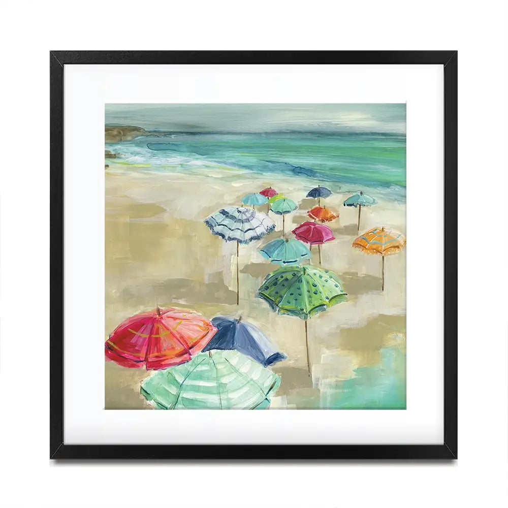 Umbrella Beach Square Framed Art Print Umbrella Beach Square Framed Art Print wall art product Carol Robinson