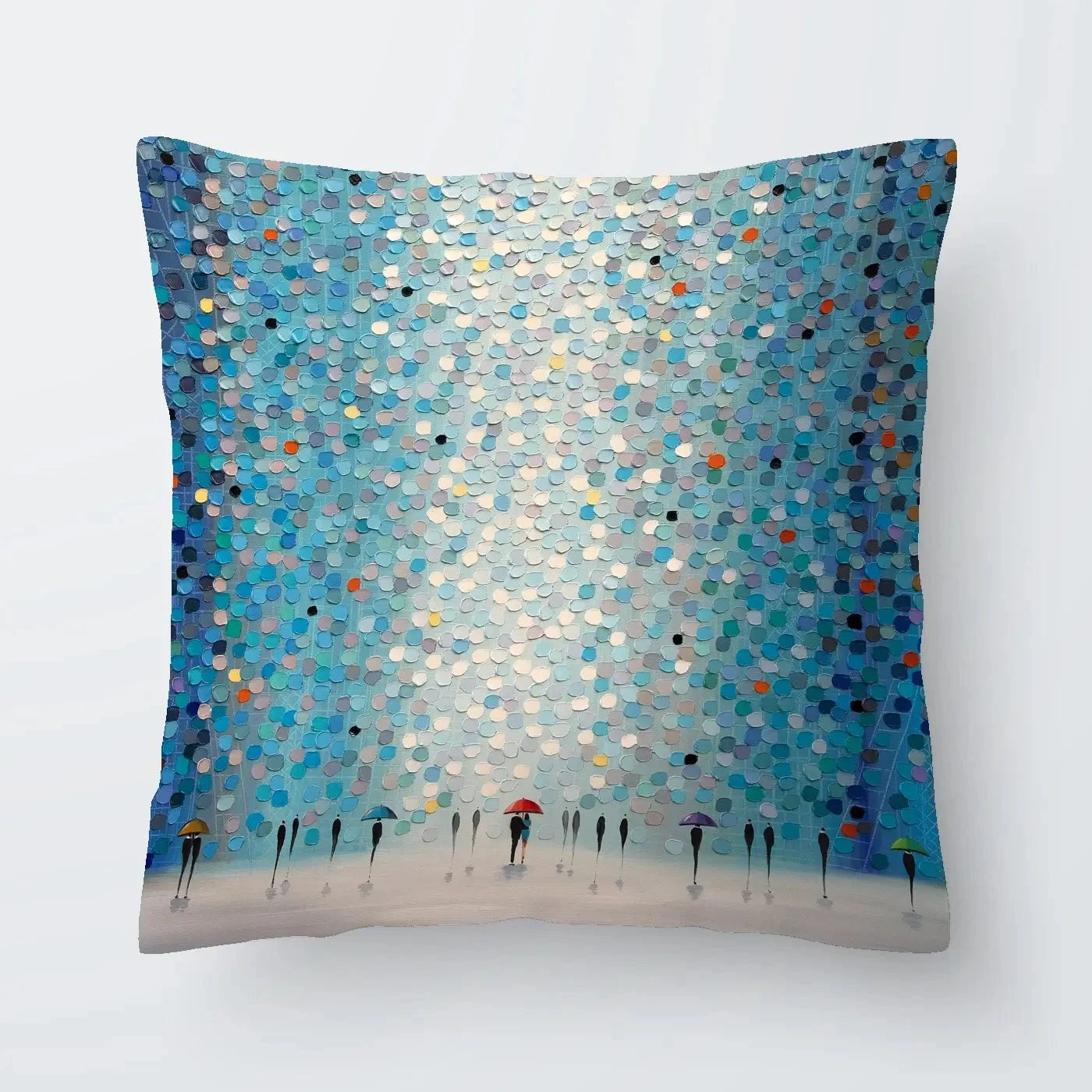 Umbrellas At Night Cushion Umbrellas At Night Cushion wall art product Ekaterina Ermilkina
