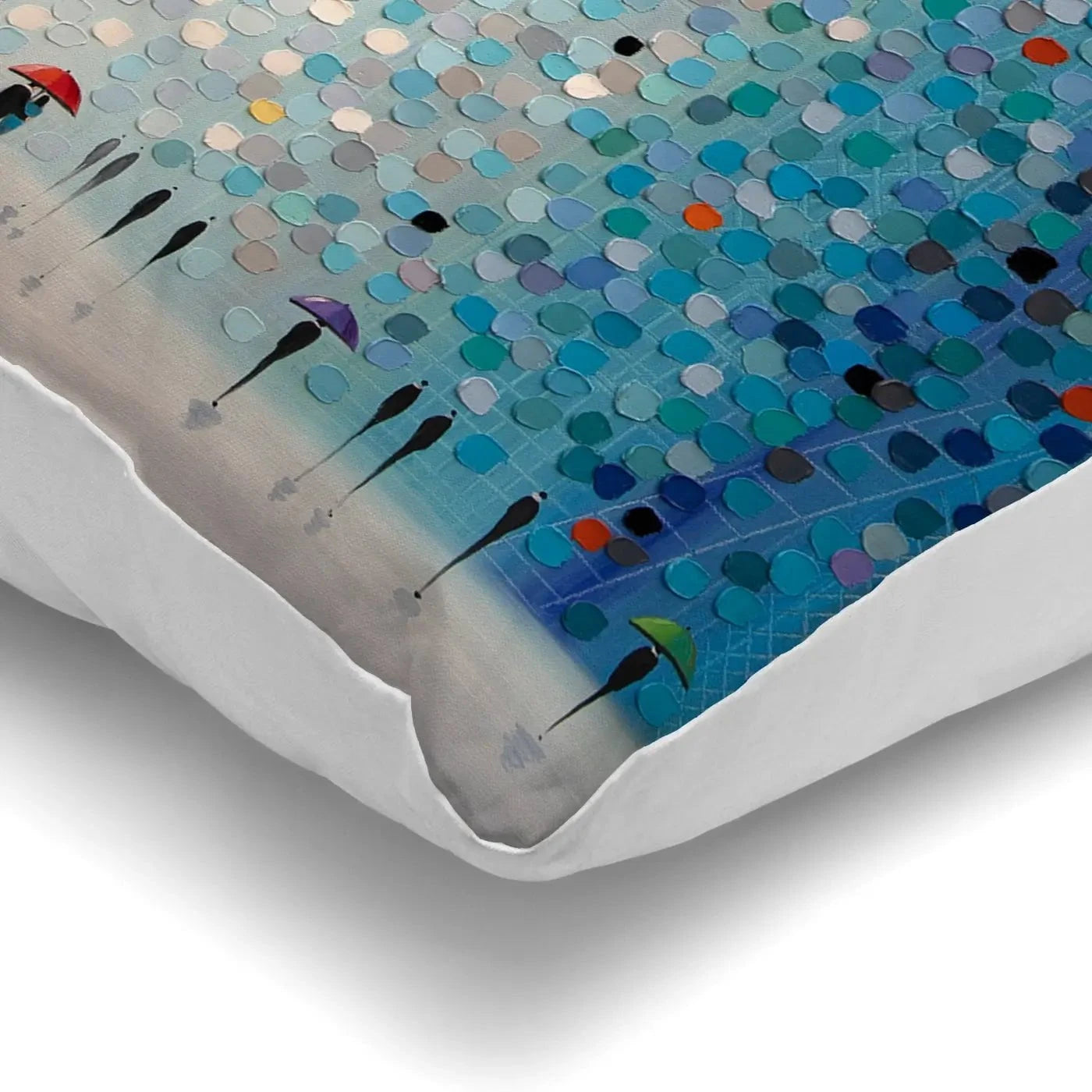 Umbrellas At Night Cushion Umbrellas At Night Cushion wall art product Ekaterina Ermilkina