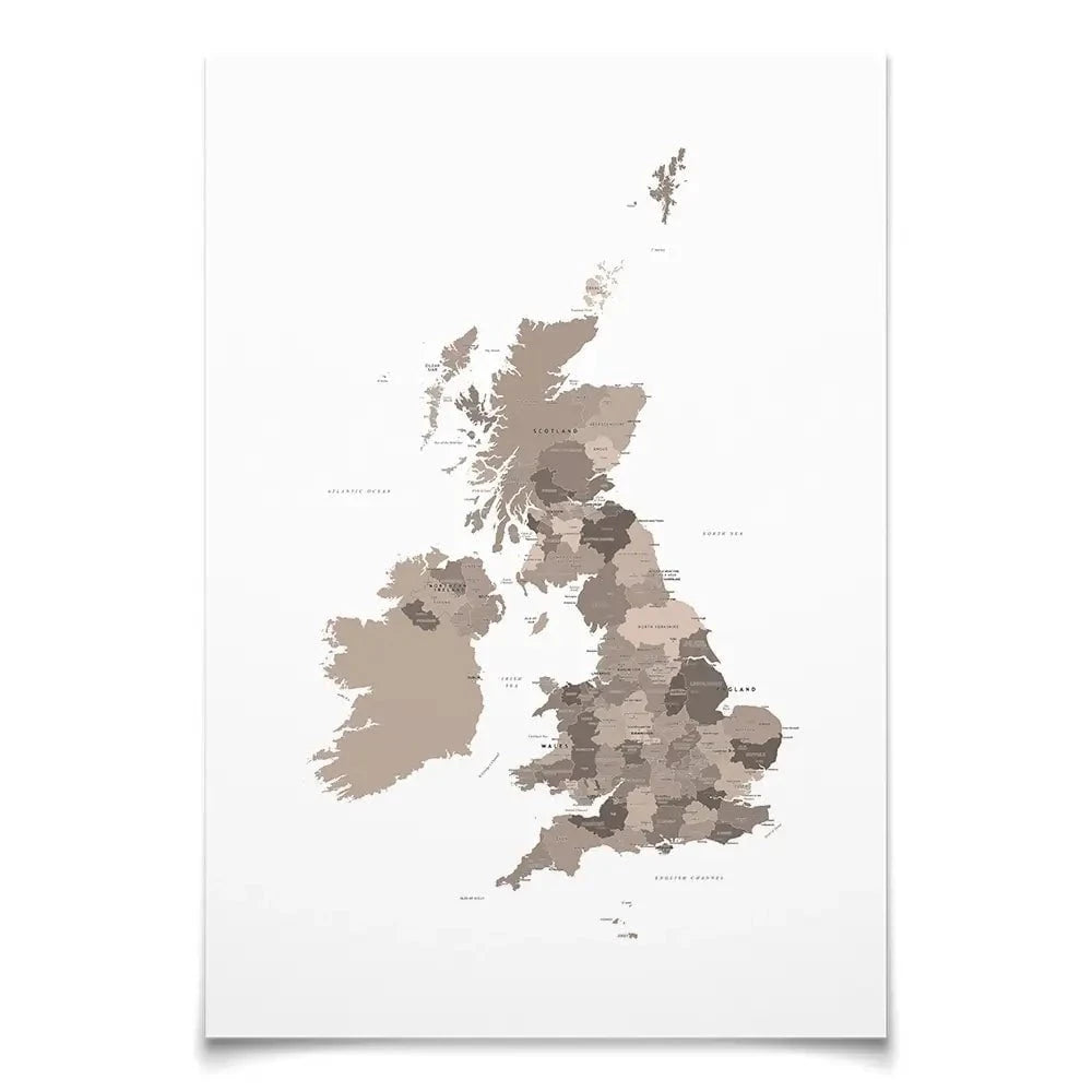 United Kingdom Sepia Map Art Print United Kingdom Sepia Map Art Print wall art product Independent