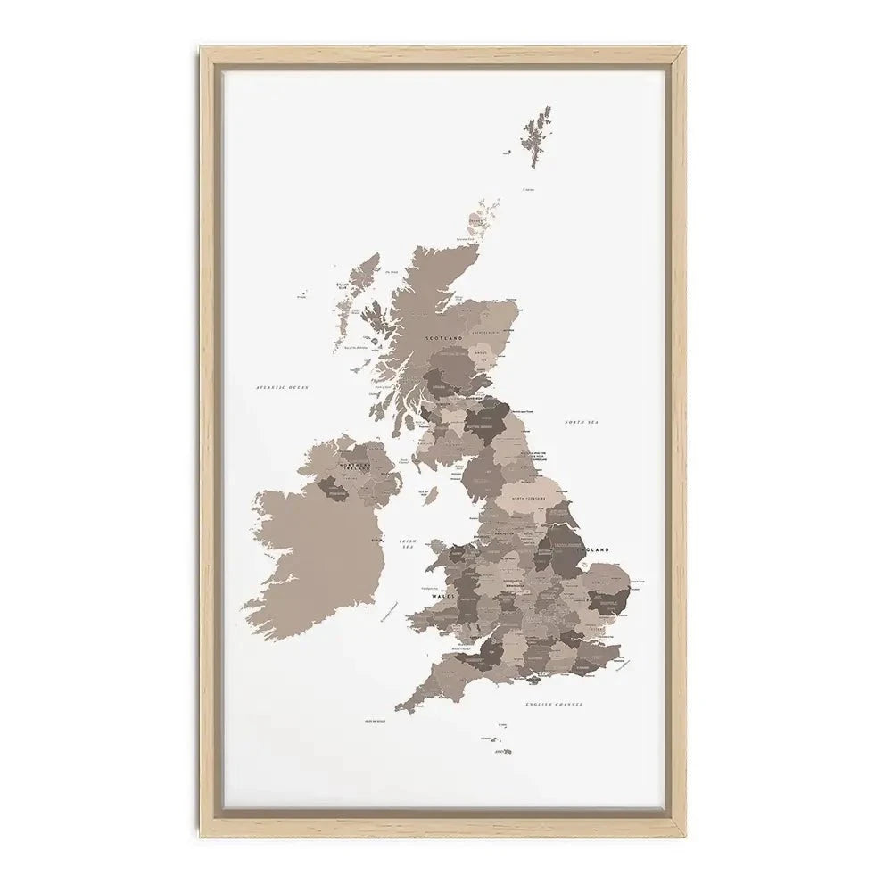 United Kingdom Sepia Map Canvas Print United Kingdom Sepia Map Canvas Print wall art product H Goossens