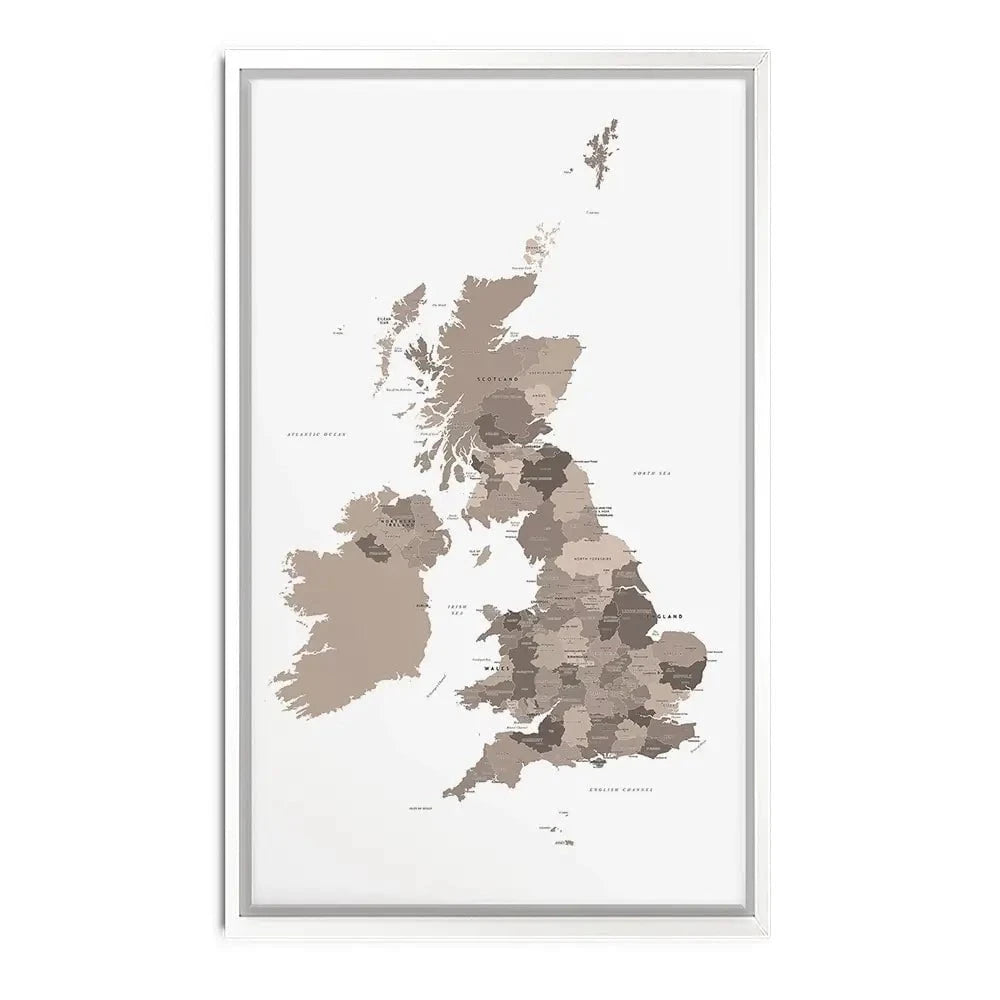 United Kingdom Sepia Map Canvas Print United Kingdom Sepia Map Canvas Print wall art product H Goossens