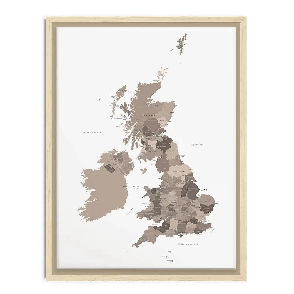 United Kingdom Sepia Map Canvas Print United Kingdom Sepia Map Canvas Print wall art product H Goossens