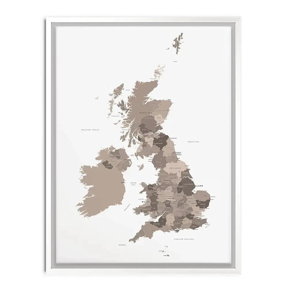 United Kingdom Sepia Map Canvas Print United Kingdom Sepia Map Canvas Print wall art product H Goossens