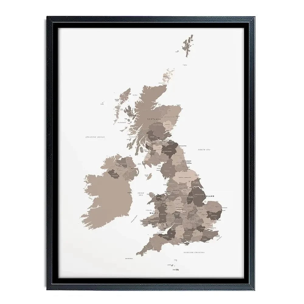 United Kingdom Sepia Map Canvas Print United Kingdom Sepia Map Canvas Print wall art product H Goossens