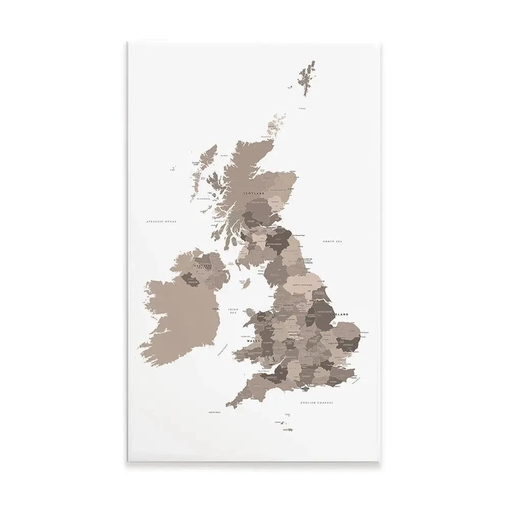 United Kingdom Sepia Map Canvas Print United Kingdom Sepia Map Canvas Print wall art product H Goossens