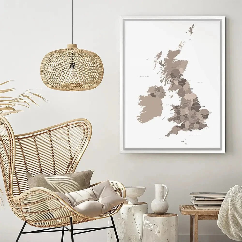 United Kingdom Sepia Map Canvas Print United Kingdom Sepia Map Canvas Print wall art product H Goossens