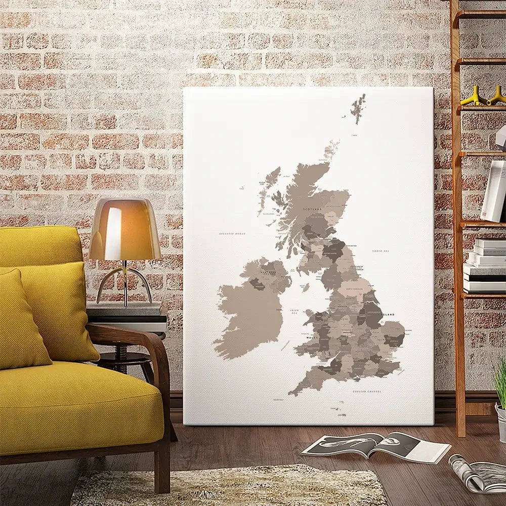 United Kingdom Sepia Map Canvas Print United Kingdom Sepia Map Canvas Print wall art product H Goossens