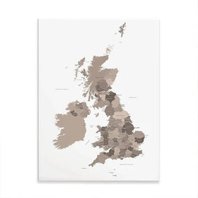 United Kingdom Sepia Map Canvas Print United Kingdom Sepia Map Canvas Print wall art product H Goossens