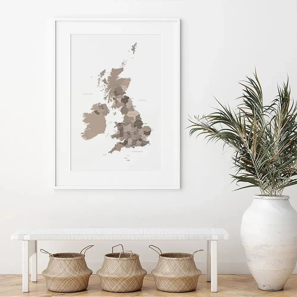 United Kingdom Sepia Map Framed Art Print United Kingdom Sepia Map Framed Art Print wall art product Independent