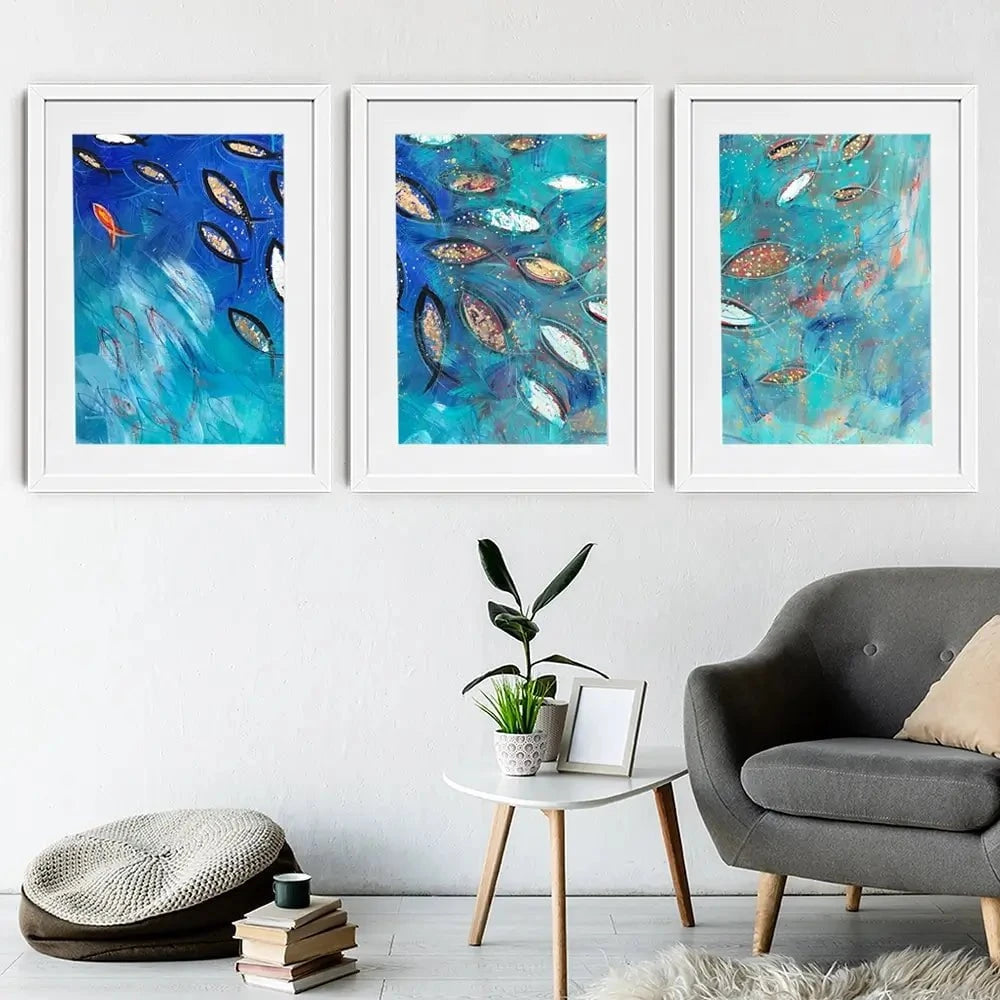 Very Fishy Framed Art Print Trio Very Fishy Framed Art Print Trio wall art product Jane Brookshaw