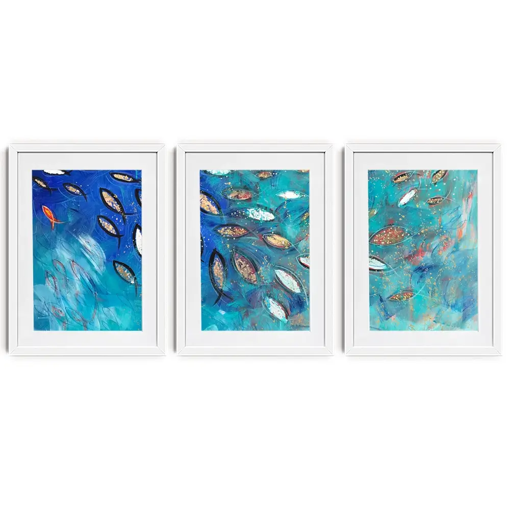 Very Fishy Framed Art Print Trio Very Fishy Framed Art Print Trio wall art product Jane Brookshaw