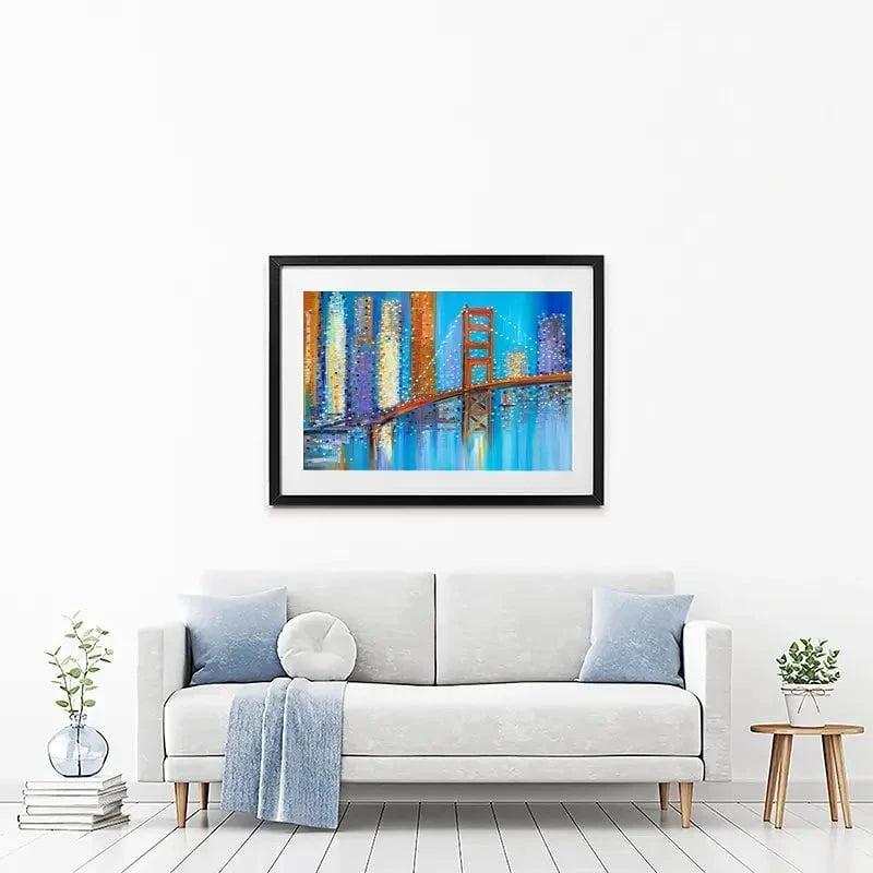 Vibrant Golden Gate Bridge Framed Art Print Vibrant Golden Gate Bridge Framed Art Print wall art product Ekaterina Ermilkina