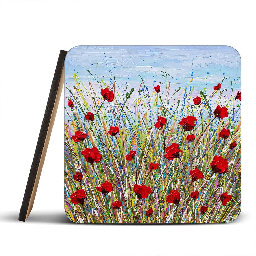 Vibrant Poppies Coaster Set Rainbow Soul Tree Coaster Set | Rainbow Soul Tree Art Coasters wall art product Olga Tkachyk