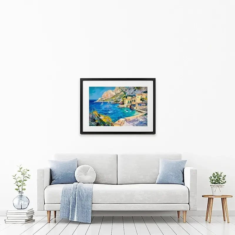 Village By The Sea Framed Art Print Village By The Sea Framed Art Print wall art product Elena Avanesova
