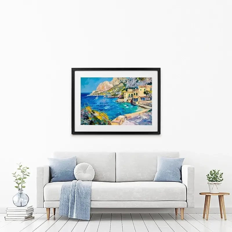 Village By The Sea Framed Art Print Village By The Sea Framed Art Print wall art product Elena Avanesova