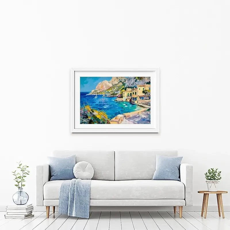 Village By The Sea Framed Art Print Village By The Sea Framed Art Print wall art product Elena Avanesova