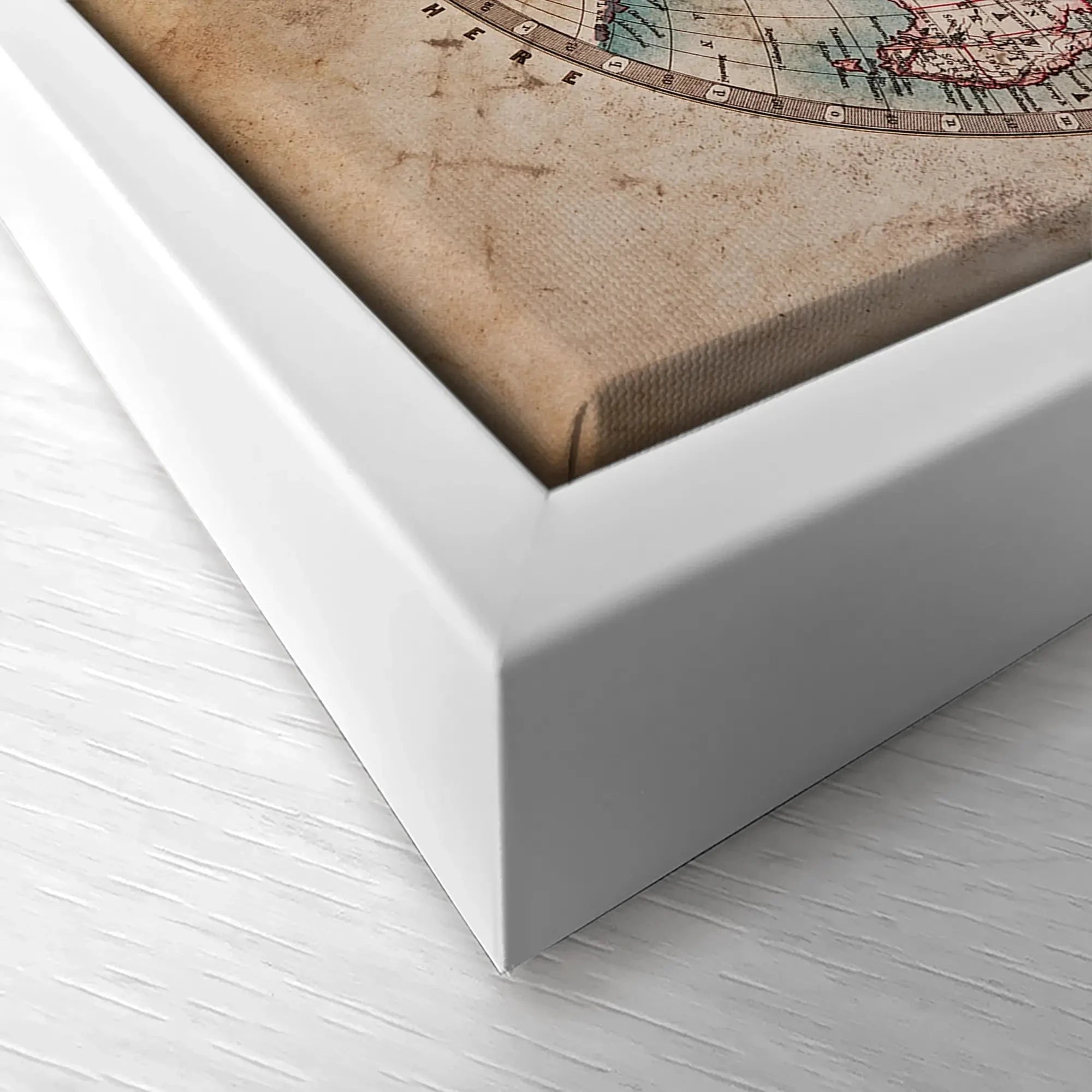 Vintage World Hemisphere Map In Colour Canvas Print Vintage World Hemisphere Map In Colour Canvas Print wall art product RTimages / Shutterstock
