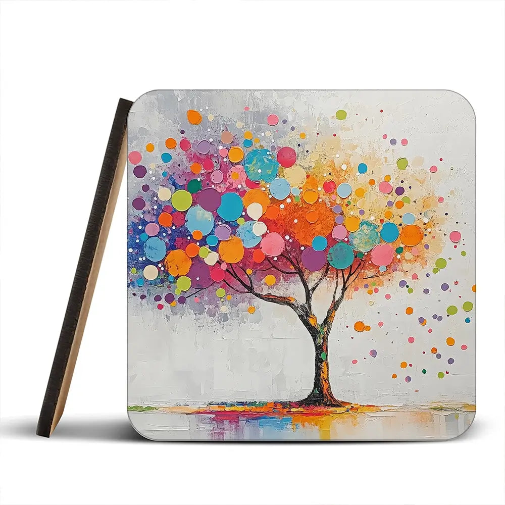 Vivid Tree Coaster Set Rainbow Soul Tree Coaster Set | Rainbow Soul Tree Art Coasters wall art product David Alexander Elder