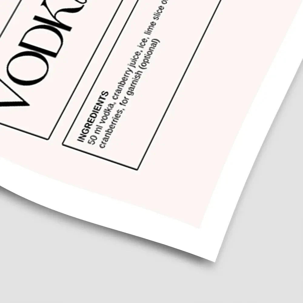Vodka Cranberry Recipe Art Print Vodka Cranberry Recipe Art Print wall art product Art Print Shop
