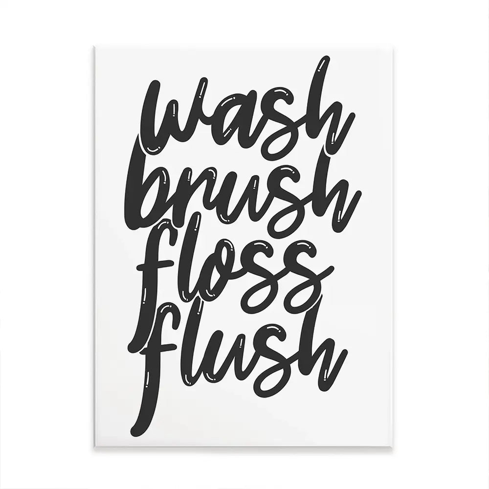 Wash Brush Floss Flush Canvas Print Wash Brush Floss Flush Canvas Print wall art product MihneaKK / Shutterstock