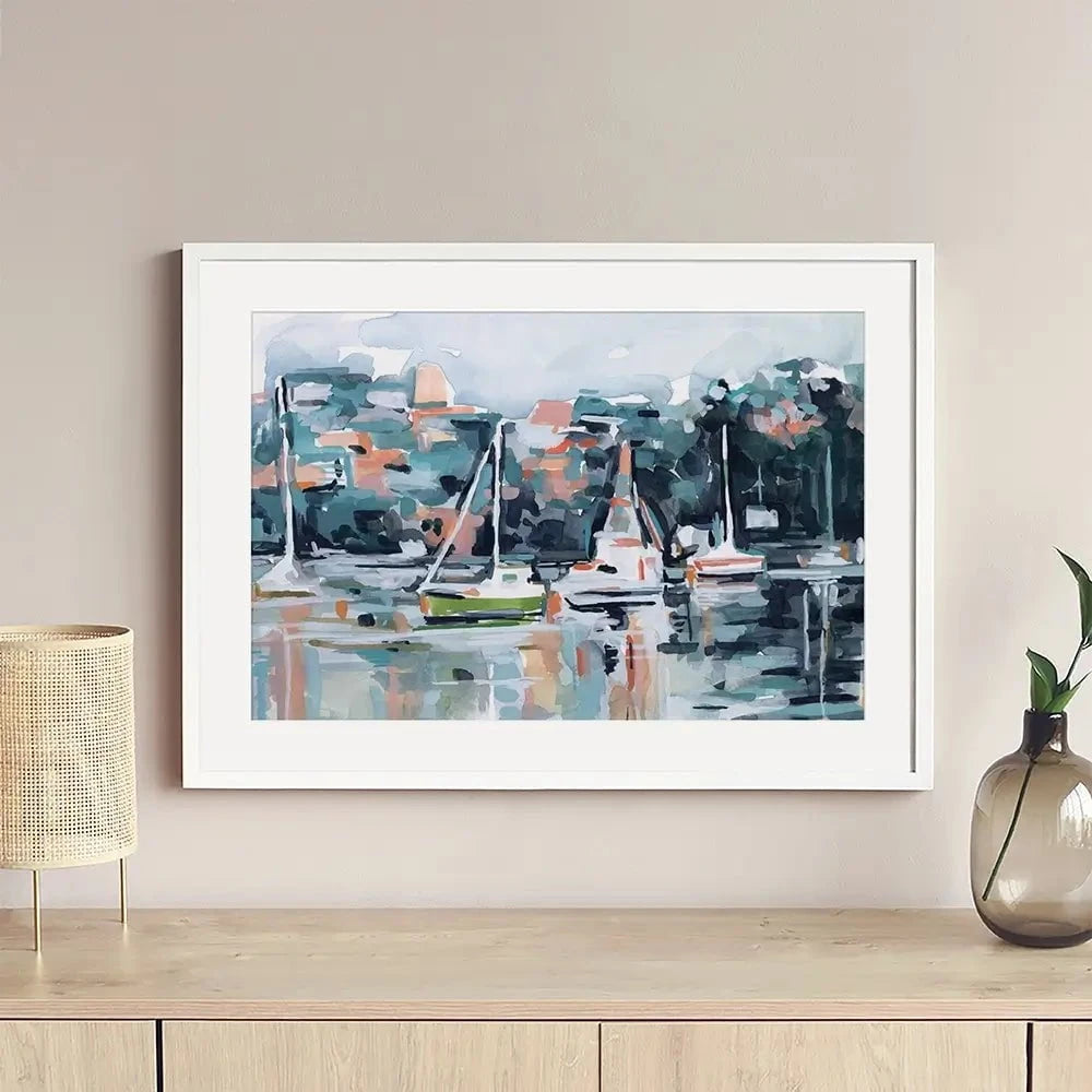Watercolour Bay Framed Art Print Watercolour Bay Framed Art Print wall art product Emma Scarvey
