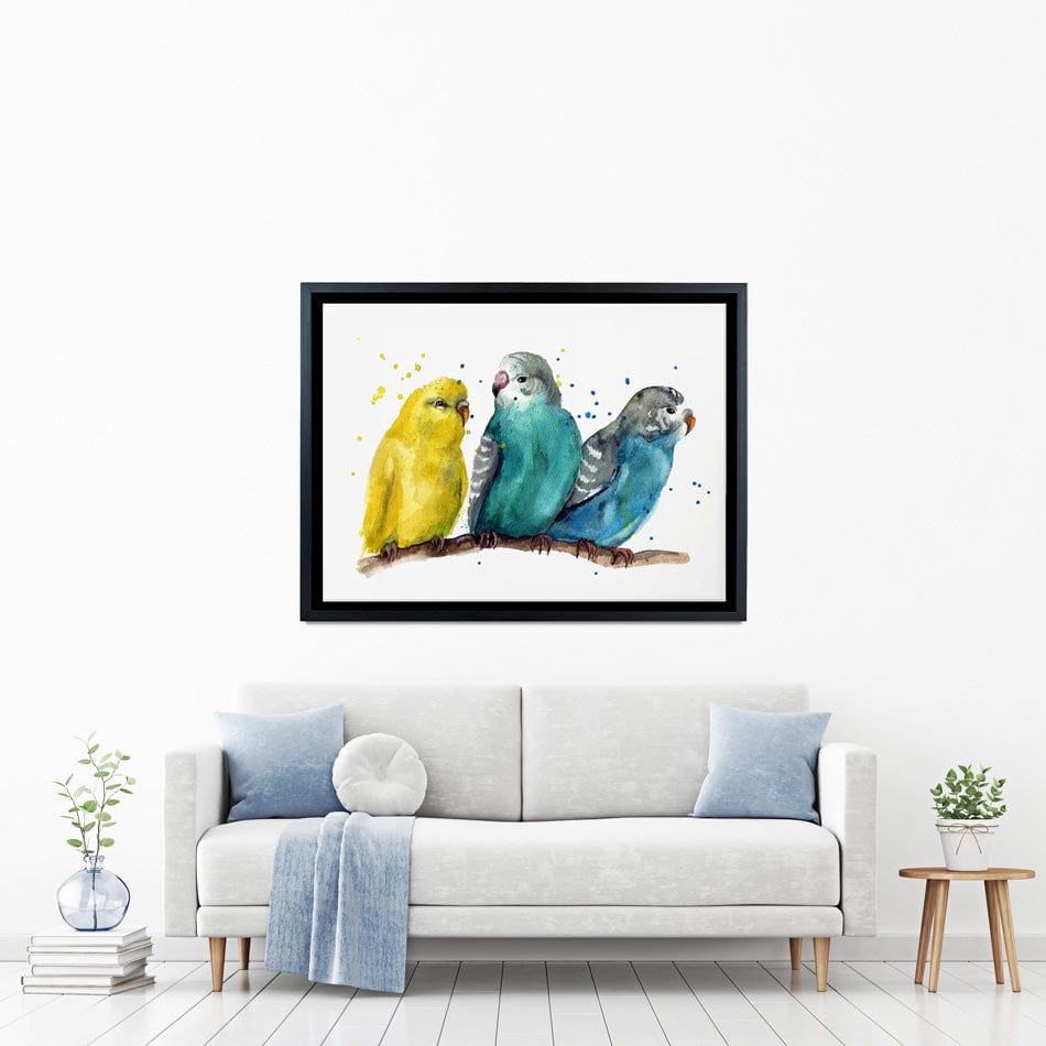 Watercolour Budgies Canvas Print wall art product Tatyana Komtsyan / Shutterstock