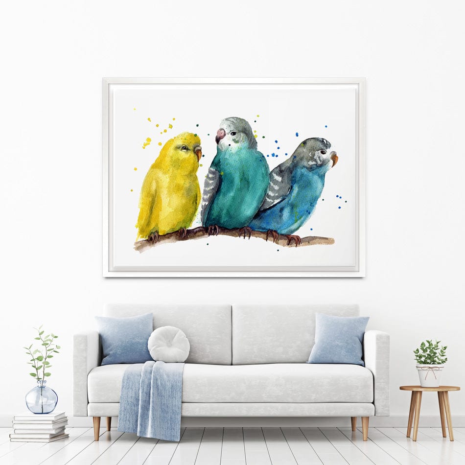 Watercolour Budgies Canvas Print wall art product Tatyana Komtsyan / Shutterstock