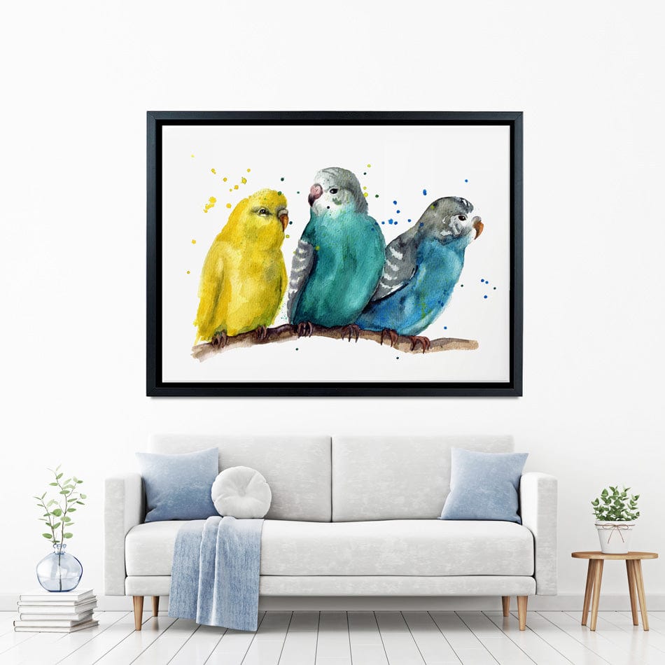 Watercolour Budgies Canvas Print wall art product Tatyana Komtsyan / Shutterstock