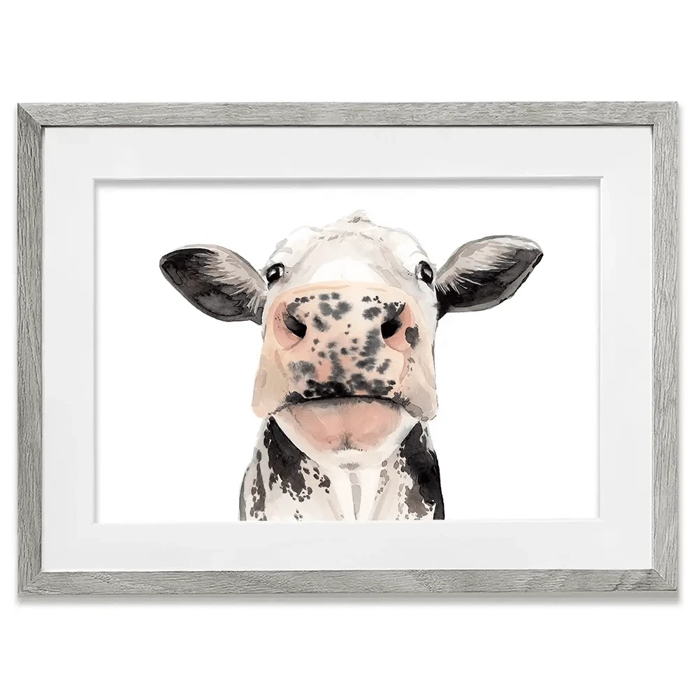 Watercolour Cow Portrait Framed Art Print Watercolour Cow Portrait Framed Art Print wall art product Grace Popp