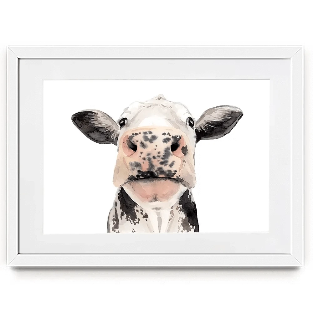 Watercolour Cow Portrait Framed Art Print Watercolour Cow Portrait Framed Art Print wall art product Grace Popp
