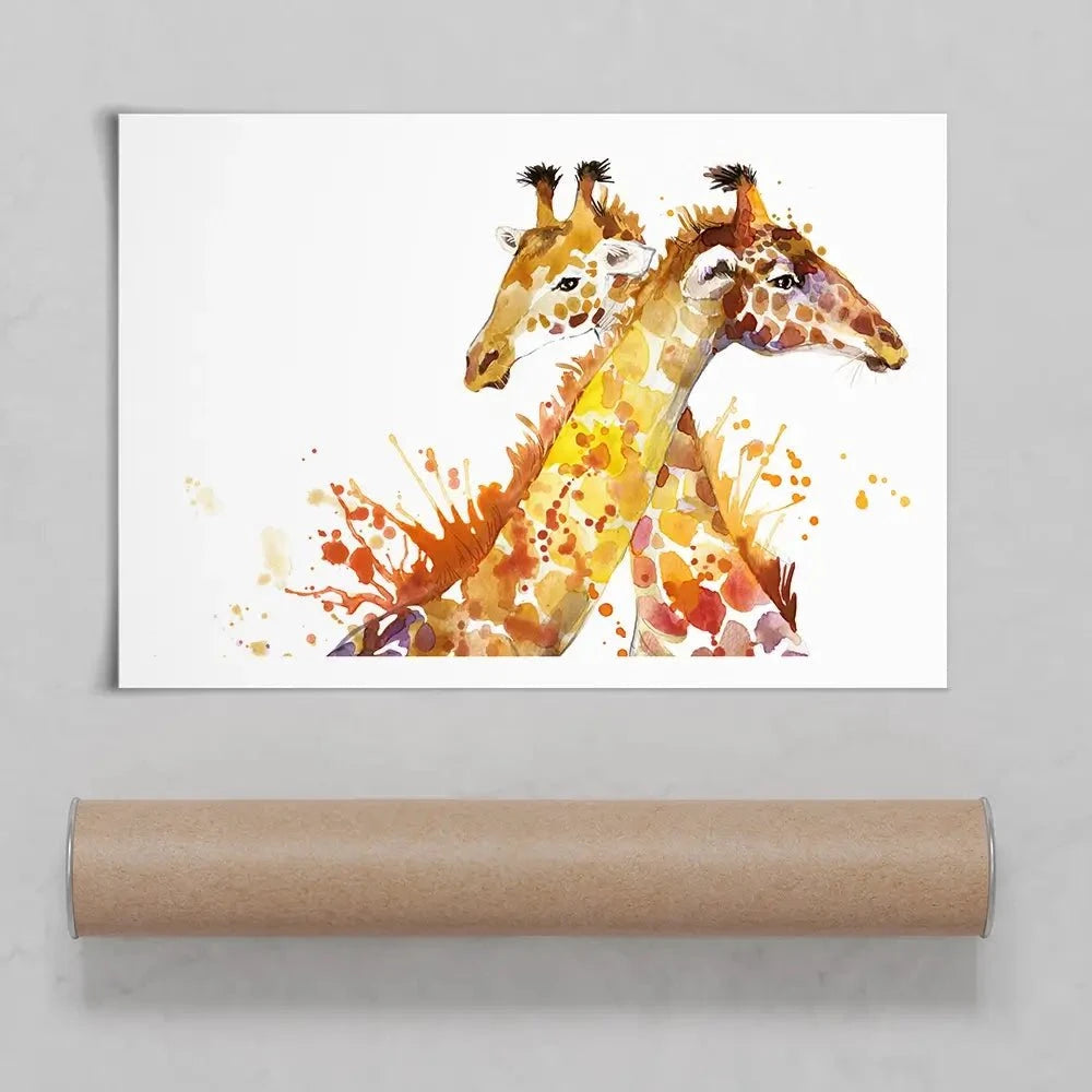 Watercolour Giraffes Art Print Watercolour Giraffes Art Print wall art product Faenkova Elena / Shutterstock