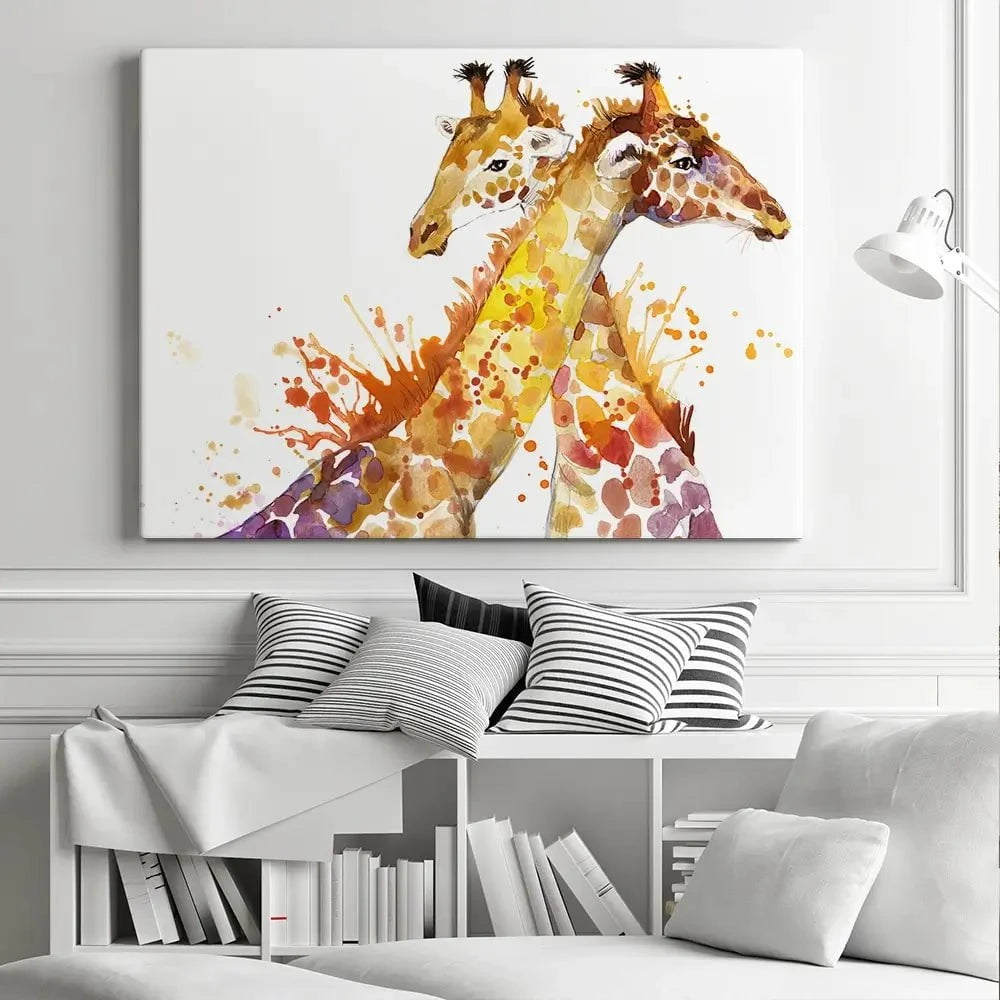 Watercolour Giraffes Canvas Print Watercolour Giraffes Canvas Print wall art product Faenkova Elena / Shutterstock