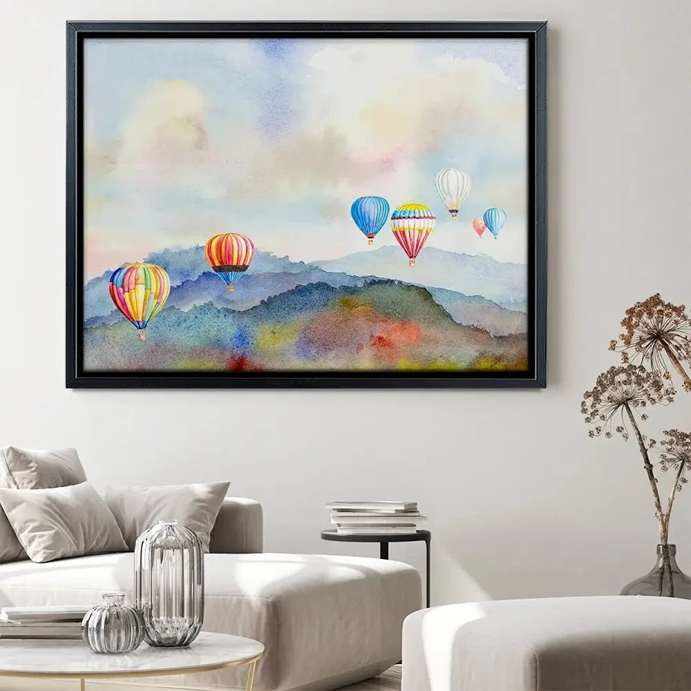 Watercolour Hot Air Balloons Canvas Print Watercolour Hot Air Balloons Canvas Print wall art product Painterstock / Shutterstock