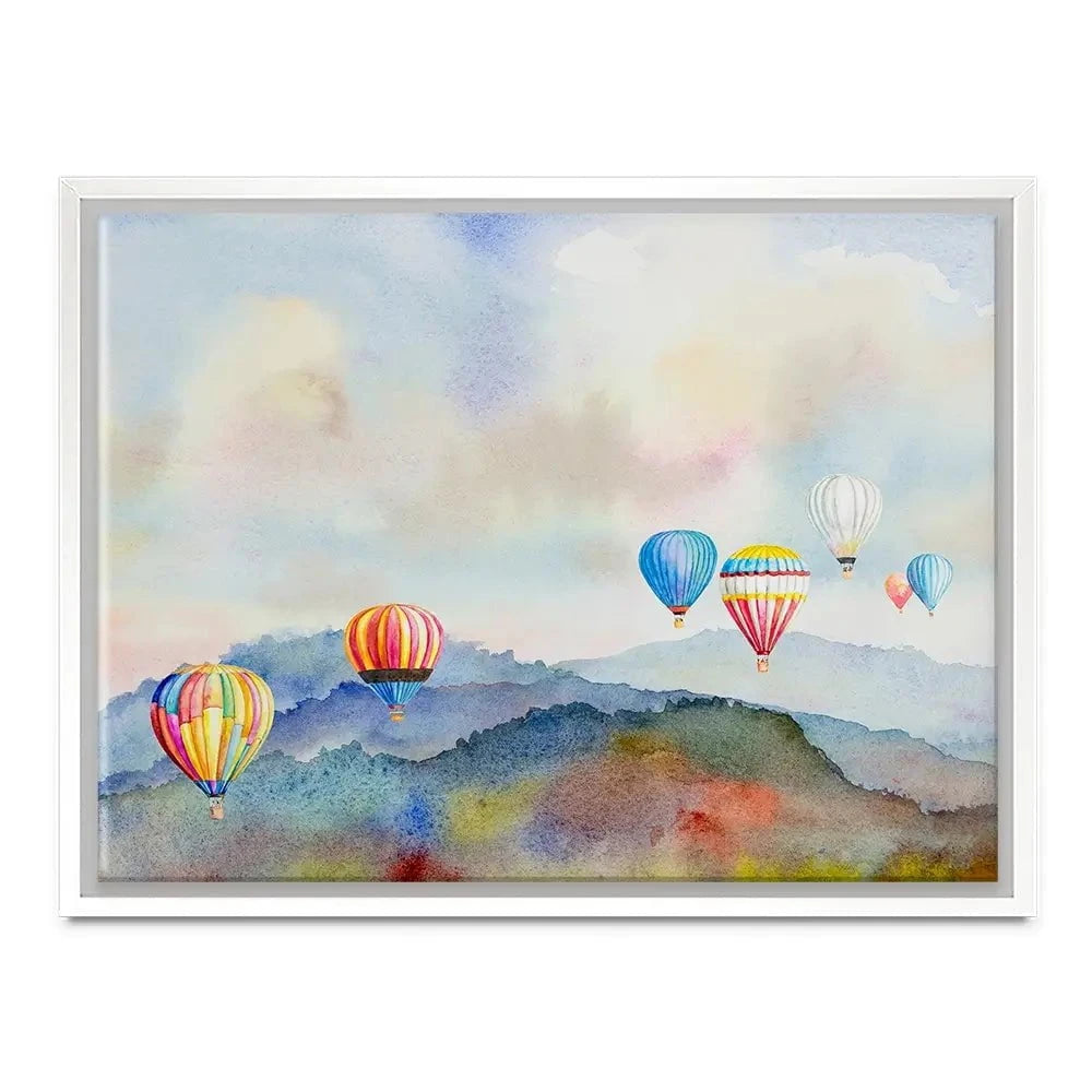 Watercolour Hot Air Balloons Canvas Print Watercolour Hot Air Balloons Canvas Print wall art product Painterstock / Shutterstock