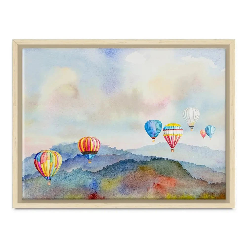 Watercolour Hot Air Balloons Canvas Print Watercolour Hot Air Balloons Canvas Print wall art product Painterstock / Shutterstock