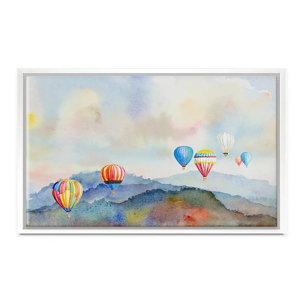 Watercolour Hot Air Balloons Canvas Print Watercolour Hot Air Balloons Canvas Print wall art product Painterstock / Shutterstock