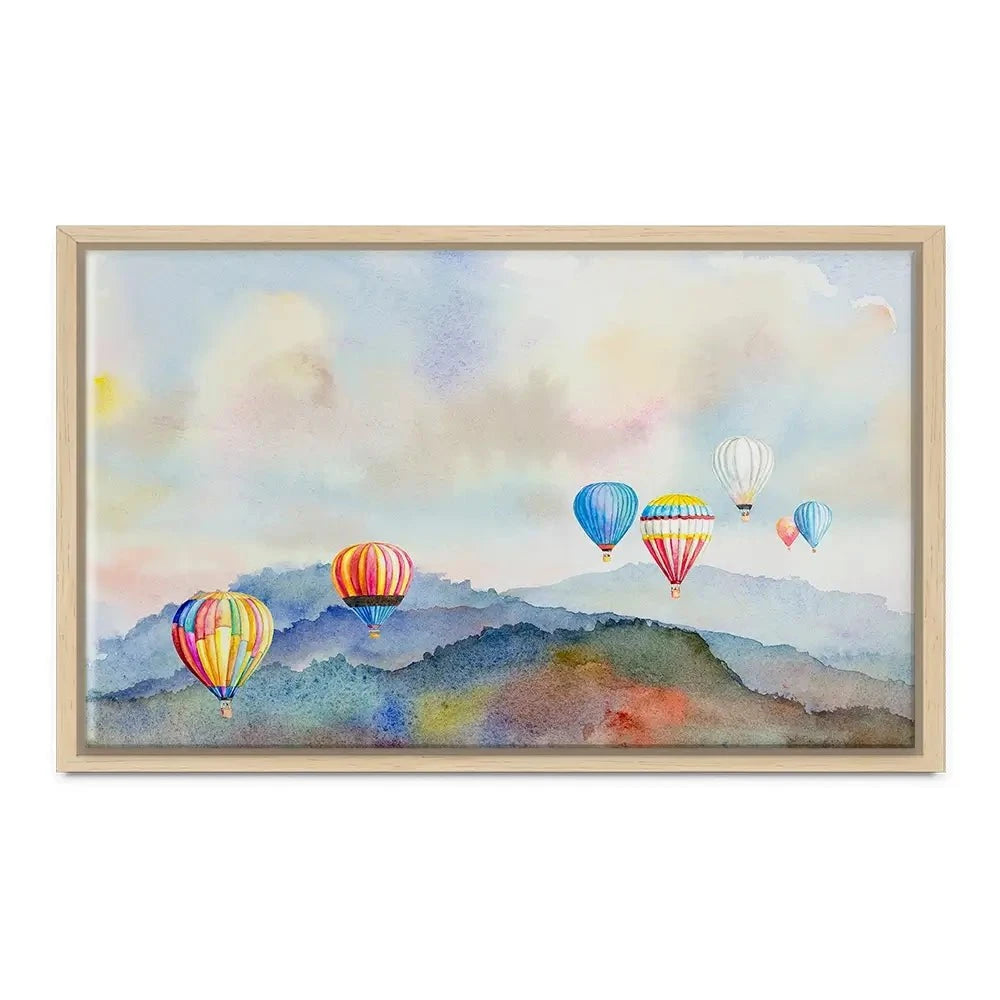 Watercolour Hot Air Balloons Canvas Print Watercolour Hot Air Balloons Canvas Print wall art product Painterstock / Shutterstock