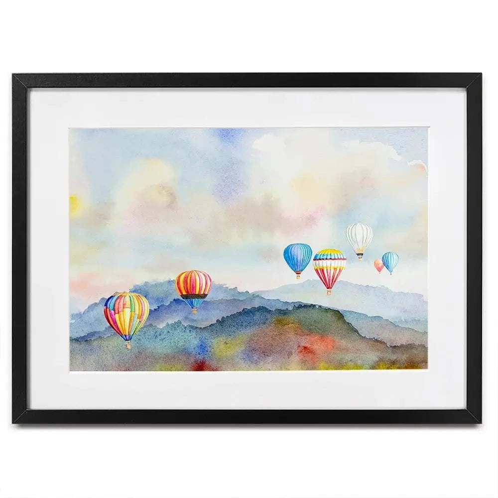 Watercolour Hot Air Balloons Framed Art Print Watercolour Hot Air Balloons Framed Art Print wall art product Painterstock / Shutterstock