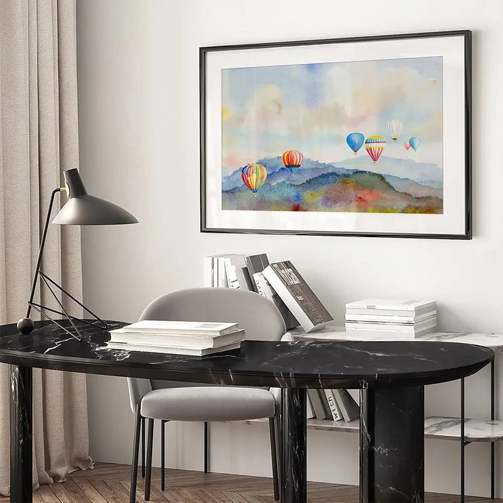 Watercolour Hot Air Balloons Framed Art Print Watercolour Hot Air Balloons Framed Art Print wall art product Painterstock / Shutterstock