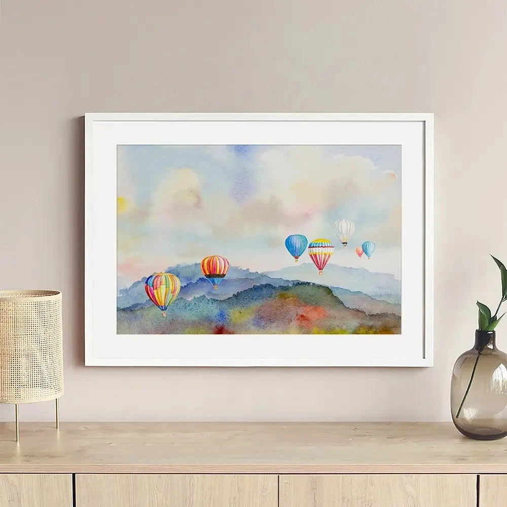 Watercolour Hot Air Balloons Framed Art Print Watercolour Hot Air Balloons Framed Art Print wall art product Painterstock / Shutterstock