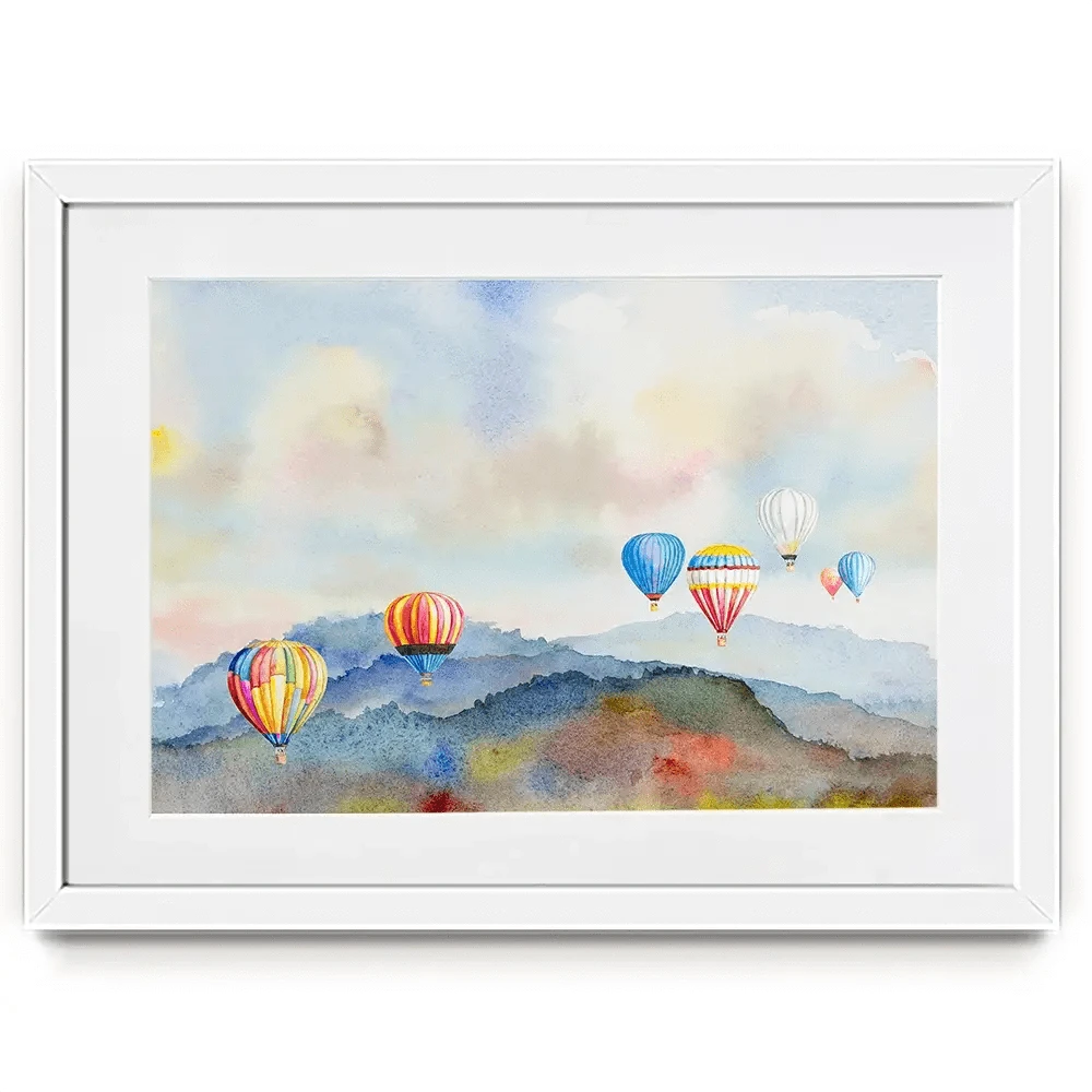 Watercolour Hot Air Balloons Framed Art Print Watercolour Hot Air Balloons Framed Art Print wall art product Painterstock / Shutterstock