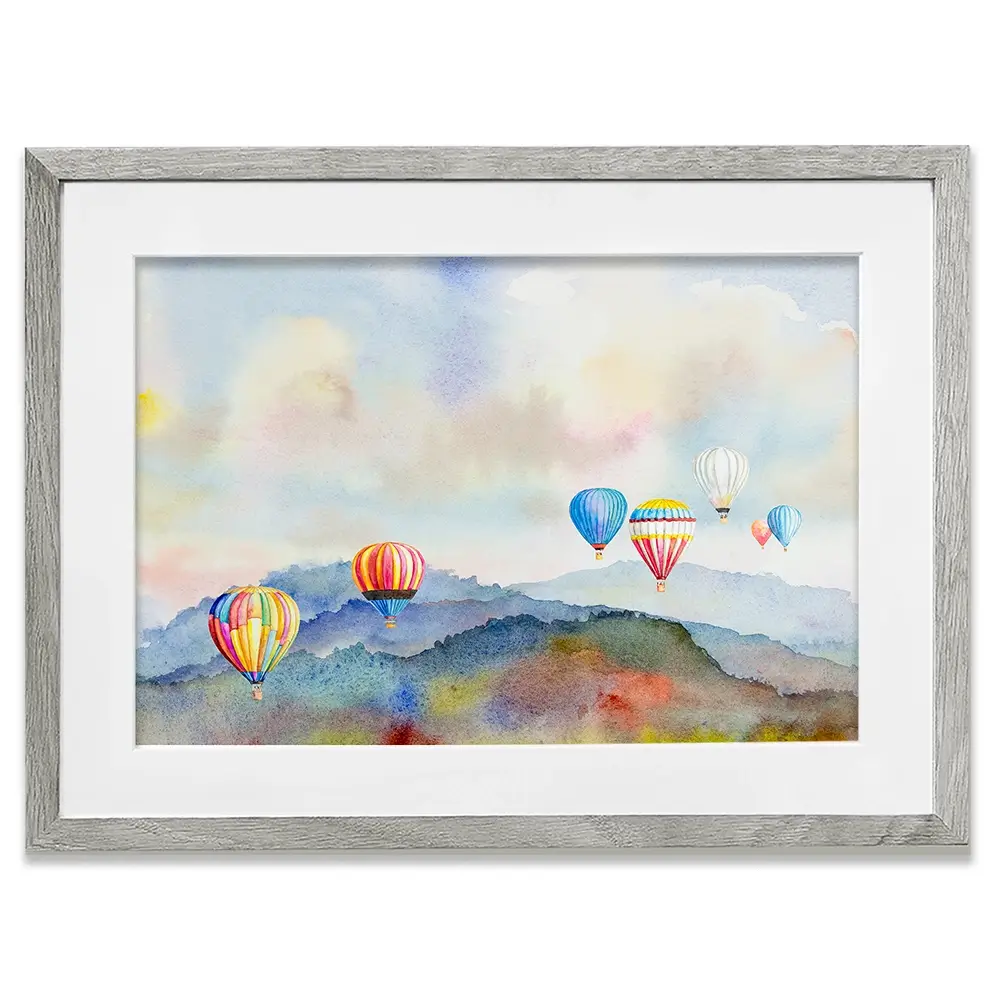 Watercolour Hot Air Balloons Framed Art Print Watercolour Hot Air Balloons Framed Art Print wall art product Painterstock / Shutterstock